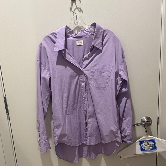 Wilfred Tops - Wilfred Lilac Collared Button-Up Shirt - XS